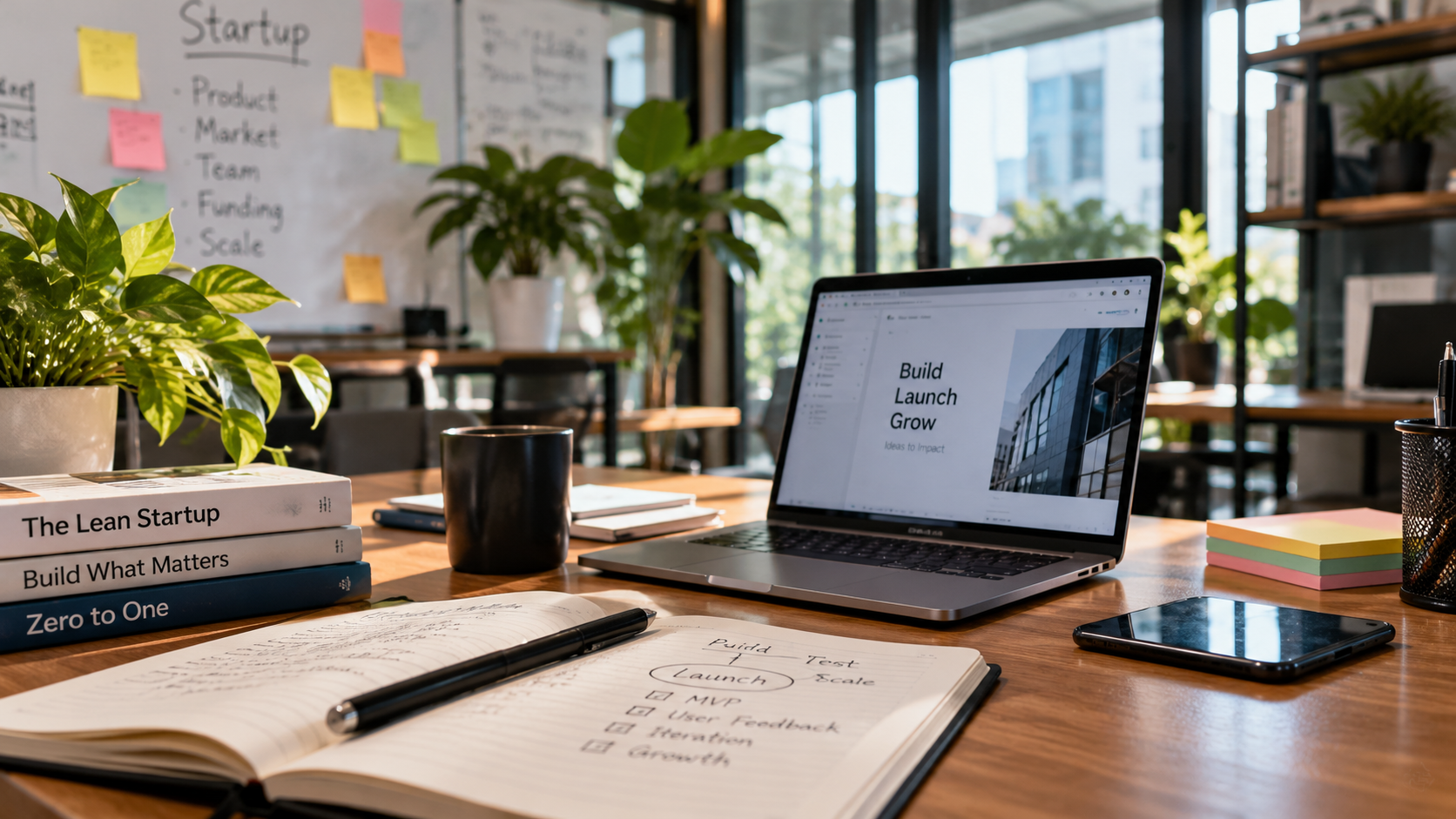 Indian startup founders collaborating around table in modern office